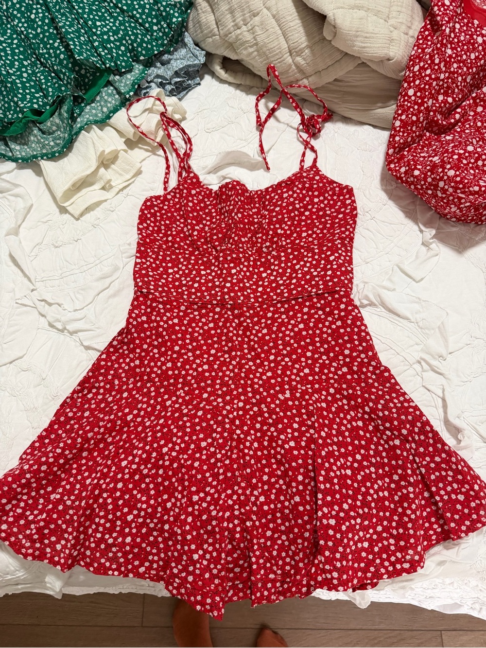 Red Floral Tie-Shoulder Sundress/Romper- Brand Showpo Sundae Muse - Picture 2 of 6